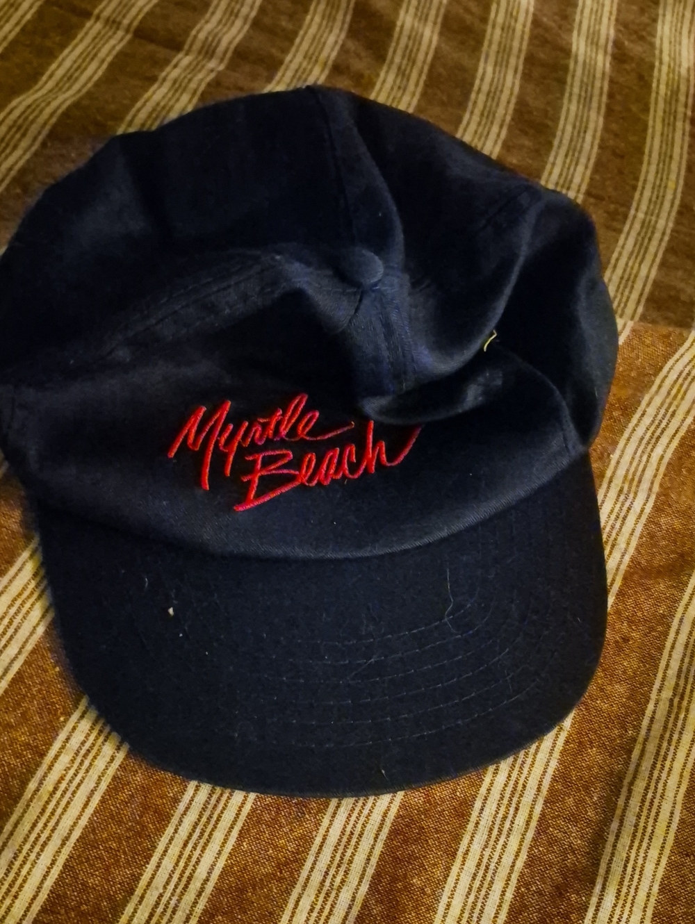Source Unknown Navy Hat with Red Myrtle Beach Script